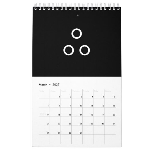 Funny Minimalism Circles Black and White Kalender (Mär 2027)