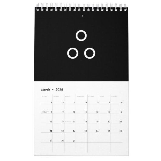 Funny Minimalism Circles Black and White Kalender (Mär 2026)