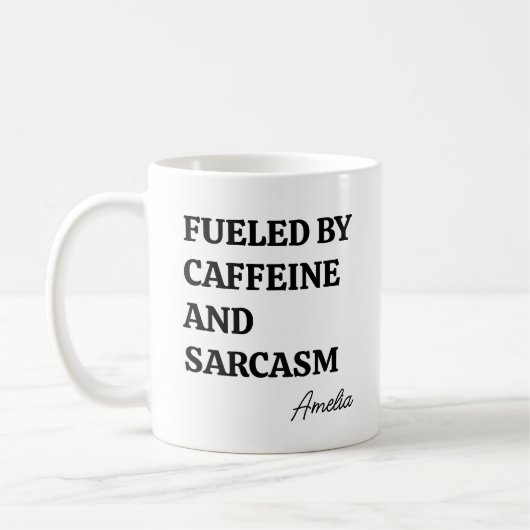 Funny Minimalist Caffeine Sarcasm Personalized Kaffeetasse (Links)