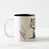 Funny Minimalist Cat Illustration With "Just Meow" Zweifarbige Tasse (Links)