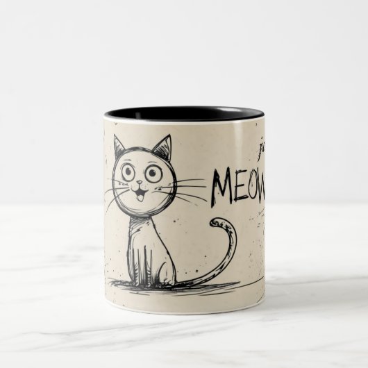 Funny Minimalist Cat Illustration With "Just Meow" Zweifarbige Tasse (Mittel)