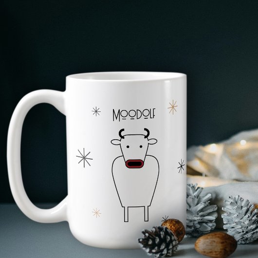 Funny Minimalist Moodolf The Red Nose Reindeer Pun Kaffeetasse
