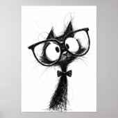 Funny Minimalist Whimsical Nerd Cat with Glasses Poster (Vorne)