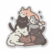 Funny Minimalistic Kawaii Chibi Cats Aufkleber (Vorderseite)