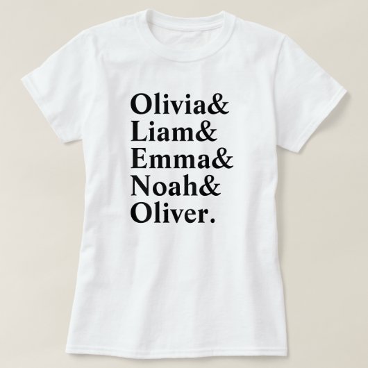 Funny Minimalistisch Custom Text Name List Shirt (Design vorne)