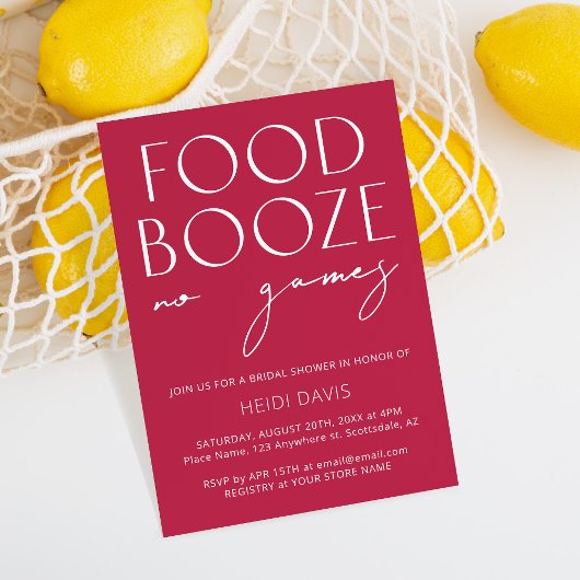 Funny Minimalistisch Magenta No Games Brautparty Einladung