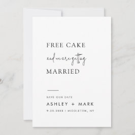 Funny Minimalistisch Script Free Cake Wedding Save The Date