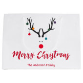 Funny-minimalistischer Weihnachtsrinder auf Weiß Große Geschenktüte (Vorderseite)