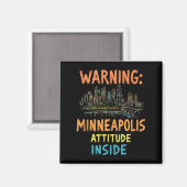 Funny Minneapolis Minnesota Night Skyline Vintag Magnet (Vorderseite/Rückseite)