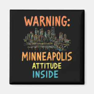 Funny Minneapolis Minnesota Night Skyline Vintag Magnet
