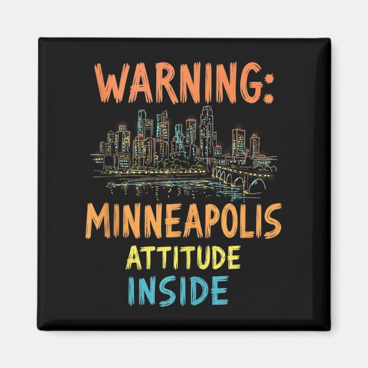 Funny Minneapolis Minnesota Night Skyline Vintag Magnet (Vorne)
