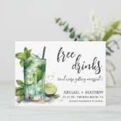 Funny Mint Limon Cocktail Trendy Foto Hochzeit Save The Date (Stehend Vorderseite)