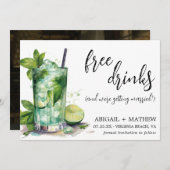 Funny Mint Limon Cocktail Trendy Foto Hochzeit Save The Date (Vorne/Hinten)