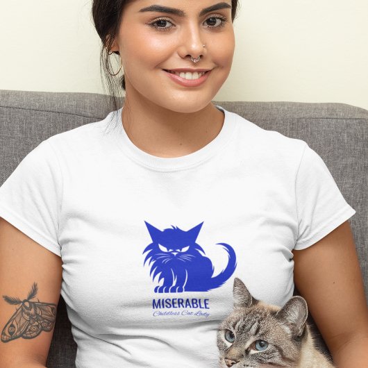 Funny Miserable Childless Cat Lady T-Shirt