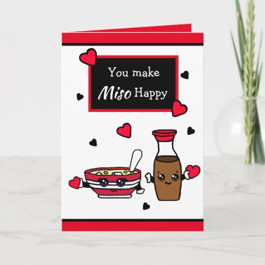 Funny Miso and Soy Sauce Pun Valentine's Day Karte (Vorderseite)