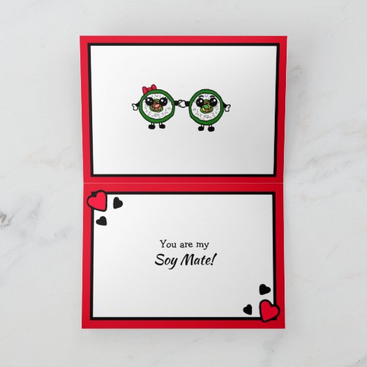 Funny Miso and Soy Sauce Pun Valentine's Day Karte (Innenseite)