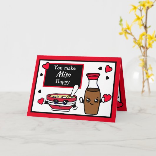 Funny Miso and Soy Sauce Pun Valentine's Day Karte (Gelbe Blume)
