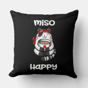 Funny Miso Happy Cat Sushi Pet Lover Kissen