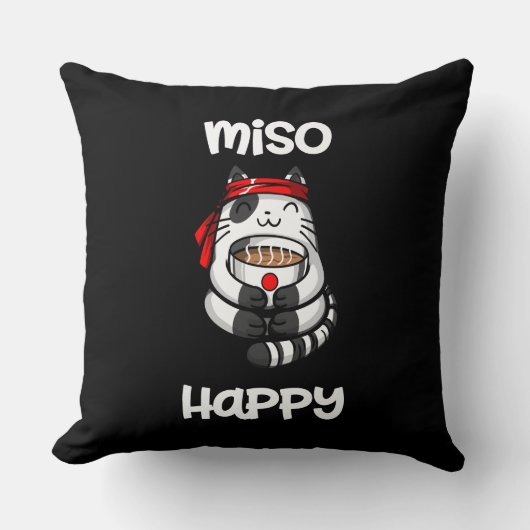 Funny Miso Happy Cat Sushi Pet Lover Kissen (Vorderseite)