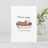 Funny Miso Ramen Birthday Flat Card (Stehend Vorderseite)