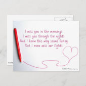 Funny Miss You Gedicht über Liebe und Kämpfe Postkarte (Vorne/Hinten)