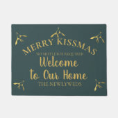 Funny Mistletoe Willkommen Grün Weihnachten Fußmatte (Vorderseite)