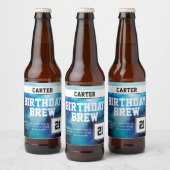 Funny Mit Monogramm 21 Happy Birthday Bierflaschenetikett (Flaschen)