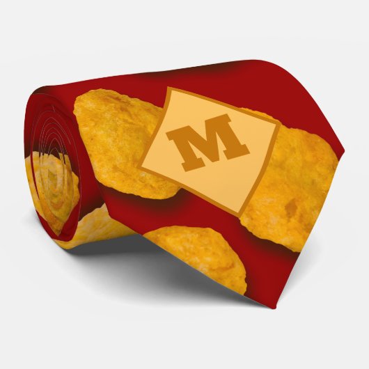 Funny Mit Monogramm Chicken Nugget Pattern Gag Ges Krawatte (Gerollt)