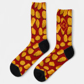 Funny Mit Monogramm Chicken Nugget Pattern Gag Ges Socken (Linkes Detail)