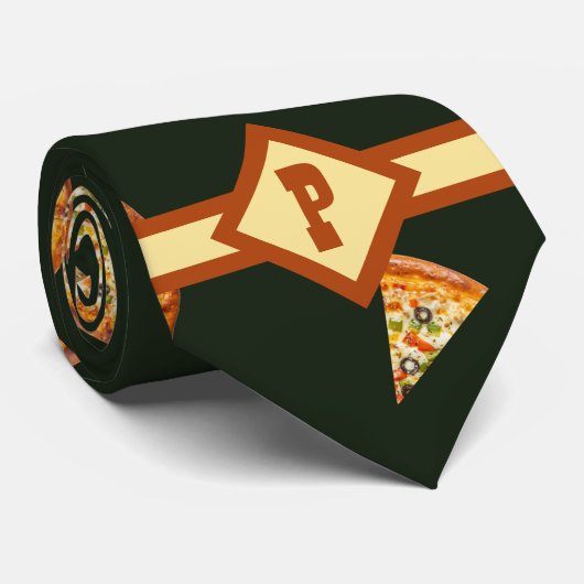 Funny Mit Monogramm Pizza Pattern Gag Geschenk Krawatte (Gerollt)