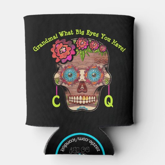 Funny Mit Monogramm Sugar Skull Dosenkühler (Rückseite)