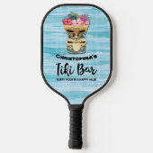 Funny Mit Monogramm Tiki Bar Pickleball Schläger (Rückseite)