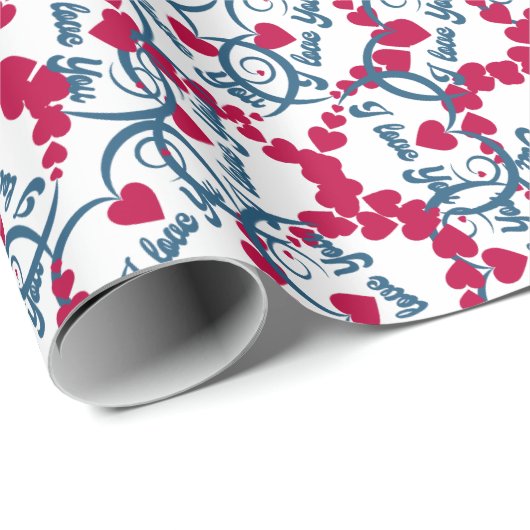 Funny mit Niedlich I Liebe You Pattern Geschenkpapier (Rolleneckpunkt)