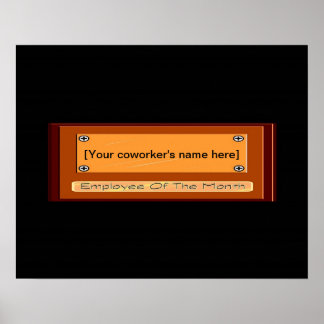Funny Mitarbeiter des Monats Ihr Name Plate Poster