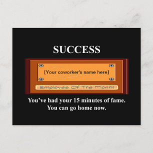 Funny Mitarbeiter des Monats Ihr Name Plate Postkarte