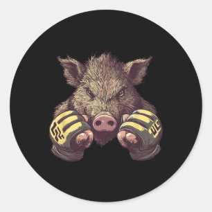 Funny Mixed Martial Arts Boar - Käfigkämpferei und Runder Aufkleber