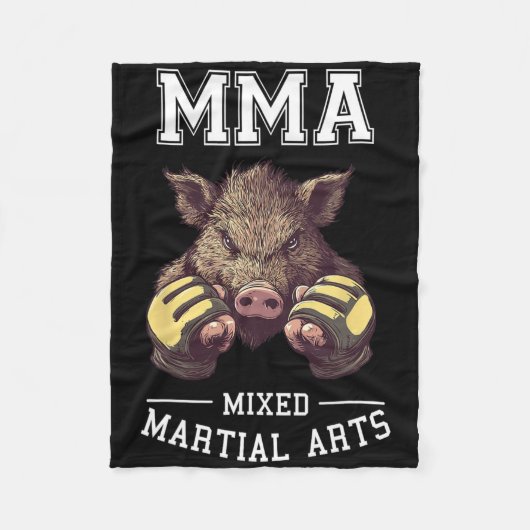 Funny Mixed Martial Arts Boar - Thai Boxing Cage F Fleecedecke (Vorderseite)
