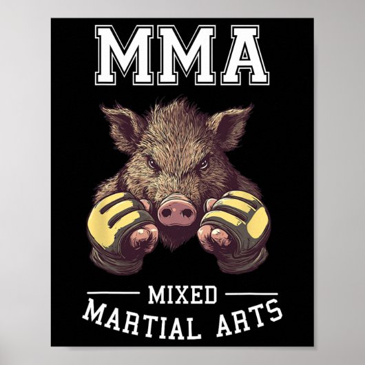 Funny Mixed Martial Arts Boar - Thai Boxing Cage F Poster (Vorne)