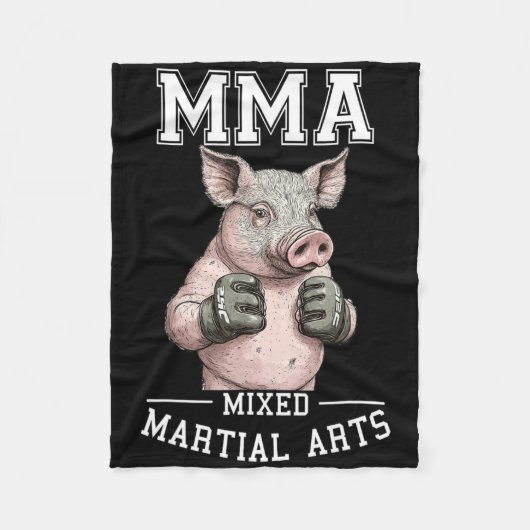 Funny Mixed Martial Arts Pig - Thai Boxkäfig Kämpf Fleecedecke (Vorderseite)