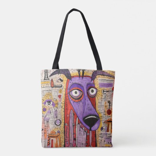 Funny Mixed Media Hund Tier Tasche (Rückseite)