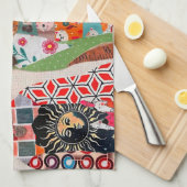 Funny Mixed Media Paper Cat Kitchen Towel Geschirrtuch (Viertel Falte)