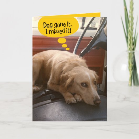 Funny Mixed Rasse Hund Belated Birthday Card Karte (Vorderseite)