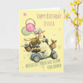 Funny Mobility Scooter Birthday Card Karte (Gelbe Blume)