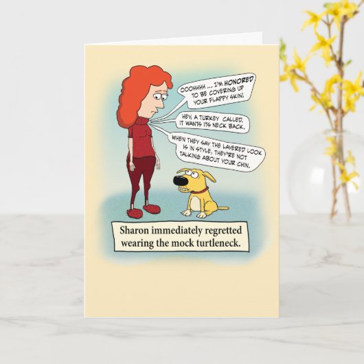 Funny Mock Turtleneck Geburtstag Karte (Gelbe Blume)