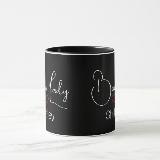 Funny Modern Boss Lady Black and White Script Tasse (Zentrum)