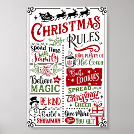 Funny Modern Christmas Rules Poster Sign