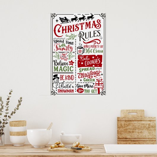 Funny Modern Christmas Rules Poster Sign (Küche)