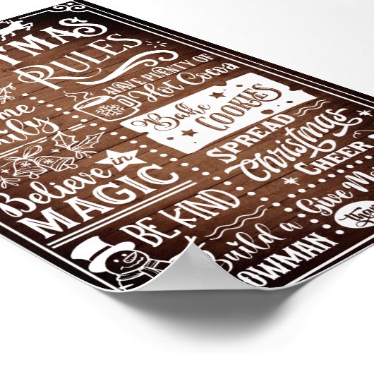 Funny Modern Christmas Rules Poster Sign (Ecke)