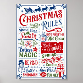 Funny Modern Christmas Rules Poster Sign