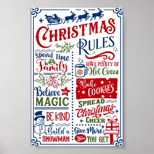 Funny Modern Christmas Rules Poster Sign (Vorne)